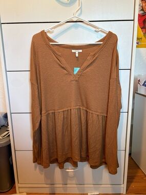 Maurice’s Peplum Long-Sleeve Top - Brown